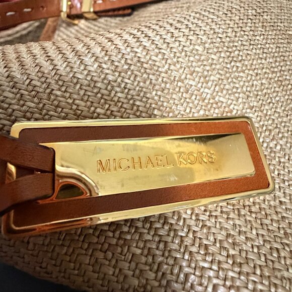 Michael Kors Collection luxury line Gia Tote Calf leather and linen/raffia blend - Picture 5 of 14